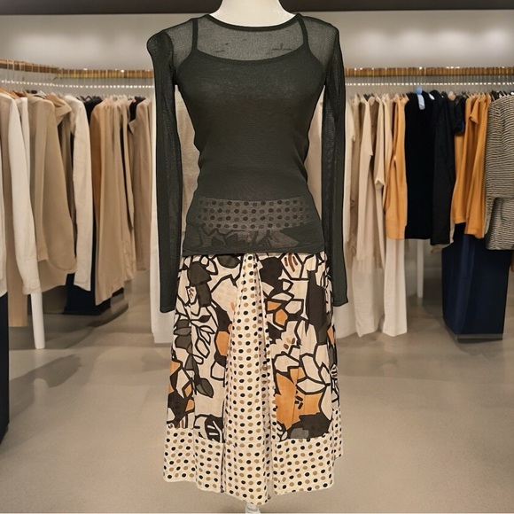 New Weekend Max Mara Floral Dot Printed Cotton Poplin Skirt Sz IT 38 US 4 NWOT - Picture 5 of 16